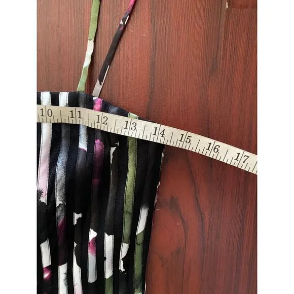 Vintage Y2K Cache Women's Black Multi Pleated Midi Dress - 6 - Picture 11 of 14